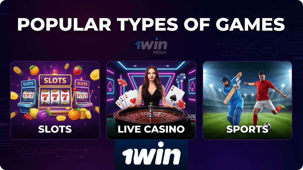Popular game categories in the 1Win India mobile app